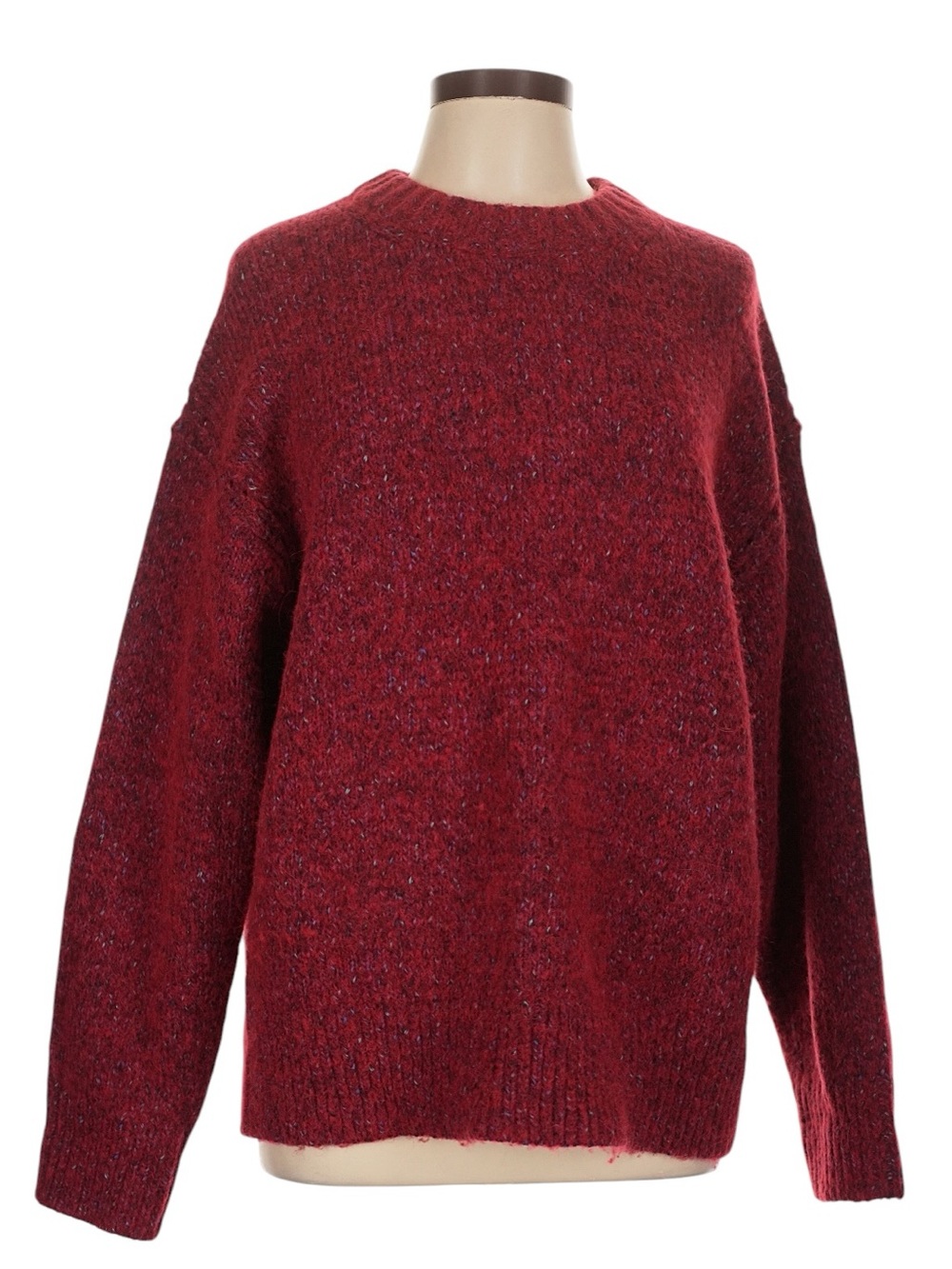 J. Crew Relaxed Crewneck Pullover Sweater Size Small Red Oversized Cozy Fall
